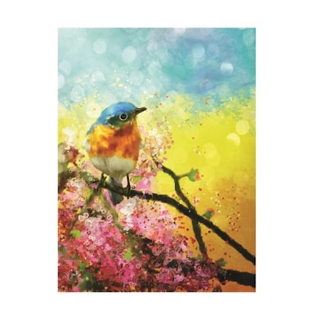 Lois Bryan Photography And Digital Art 'A Bluebird On The Redbud' Canvas Art,18x24